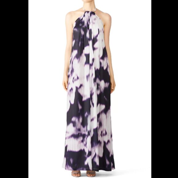 Kaufman Franco Purple Print Halter Maxi Long Medium Pockets - Picture 3 of 9